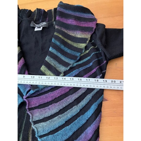 ANGEL by Sabri Ozel Knitted Multicolor open front Cardigan Sweater Top L - Picture 9 of 12